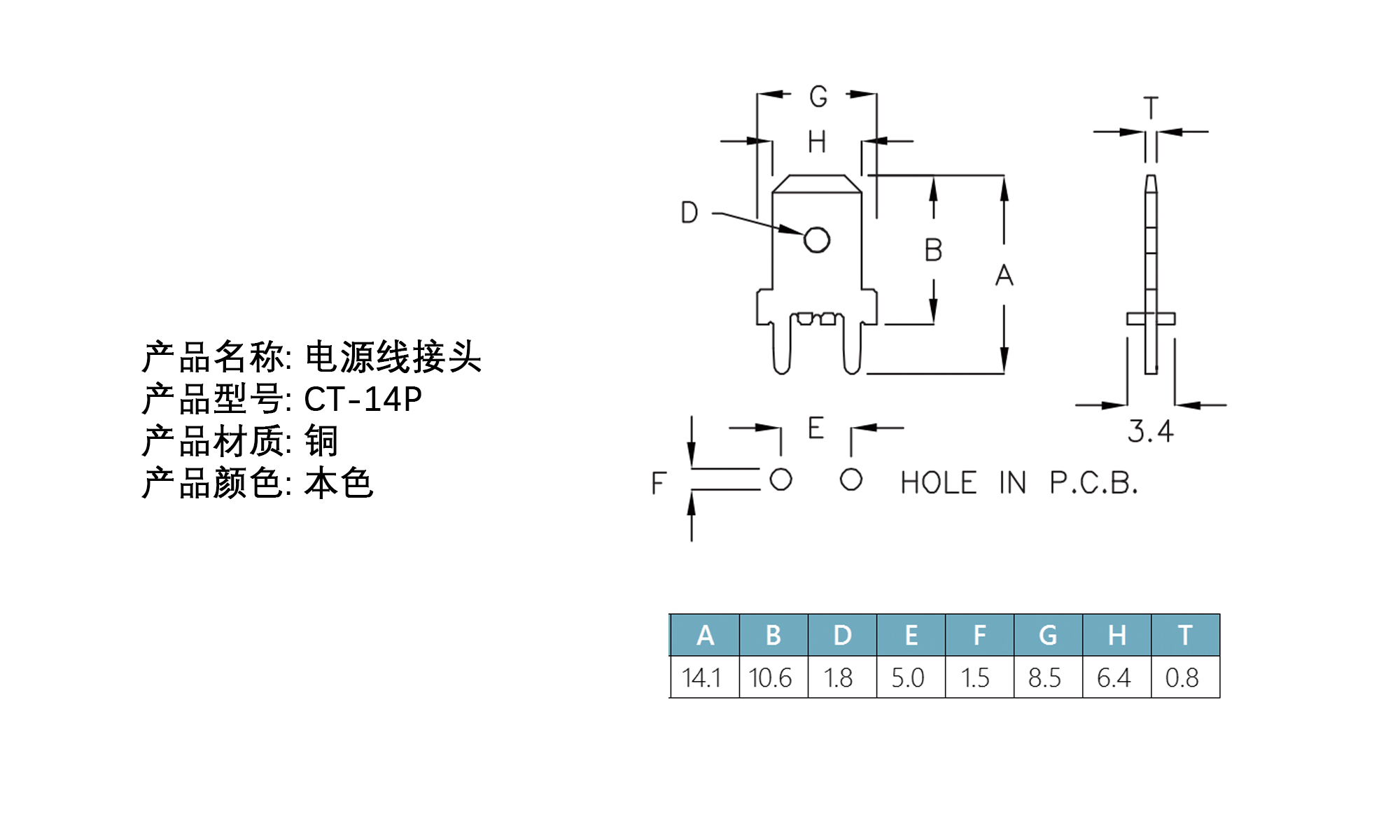 配线器材 电源线接头 CT-14P